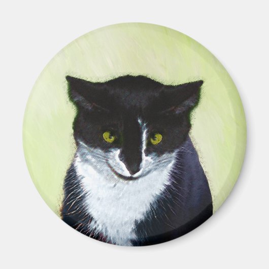 Tuxedo Cat 絵画's – かわいいオリジナル猫アート マグネット (正面)
