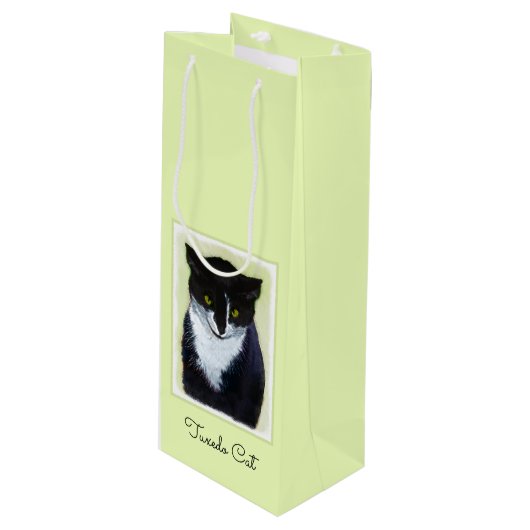 Tuxedo Cat 絵画's – かわいいオリジナル猫アート ワインギフトバッグ (正面アングル)