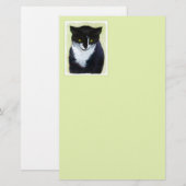 Tuxedo Cat 絵画's – かわいいオリジナル猫アート 便箋 (正面/裏面)