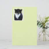 Tuxedo Cat 絵画's – かわいいオリジナル猫アート 便箋 (スタンド正面)
