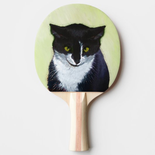 Tuxedo Cat 絵画's – かわいいオリジナル猫アート 卓球ラケット (正面)