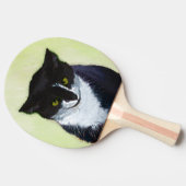 Tuxedo Cat 絵画's – かわいいオリジナル猫アート 卓球ラケット (横)