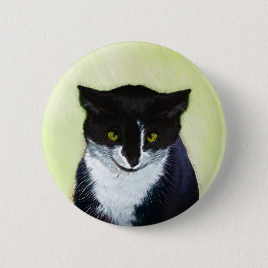 Tuxedo Cat 絵画's – かわいいオリジナル猫アート 缶バッジ (正面)