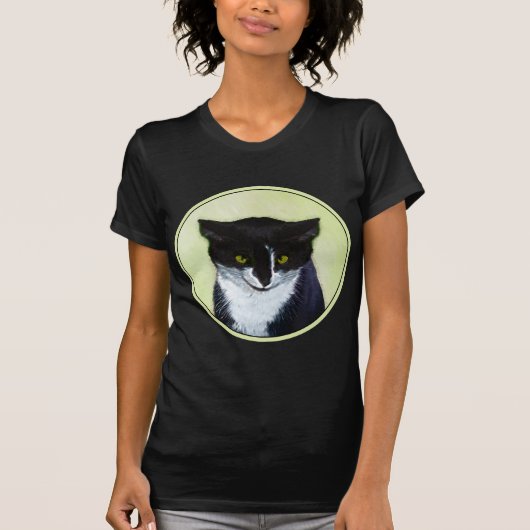 Tuxedo Cat 絵画's – かわいいオリジナル猫アート Tシャツ (正面)
