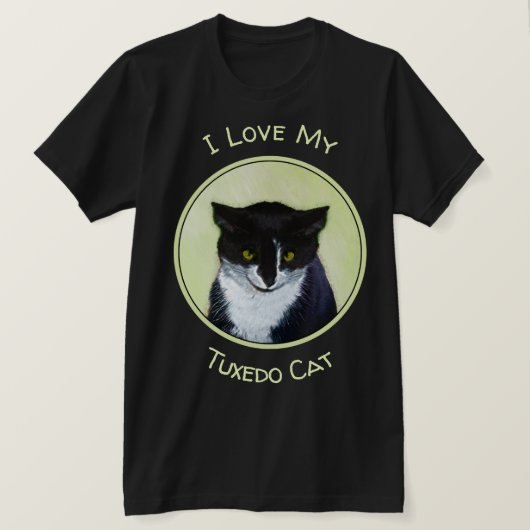 Tuxedo Cat 絵画's – かわいいオリジナル猫アート Tシャツ (デザイン正面)
