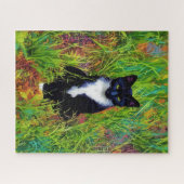 Tuxedo Cat Black and White Cat Pop Art Puzzle ジグソーパズル (横)