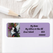 Tuxedo cat Cats Art Return Address Labels Lilac ラベル (インサイチュ)