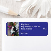 Tuxedo cat Cats Art Return Address Labels Navy ラベル (インサイチュ)