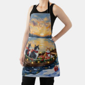 Tuxedo Cat Christmas Boat Holiday エプロン (インサイチュ)