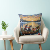 Tuxedo Cat Christmas Boat Holiday クッション (椅子)