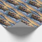 Tuxedo Cat Christmas Boat Holiday ラッピングペーパー (角)