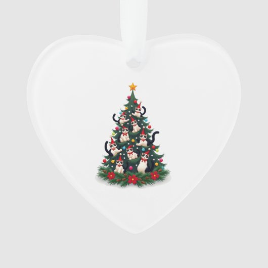 Tuxedo Cat Christmas Tree Tuxedo Cat Lights Xmas M オーナメント (正面)