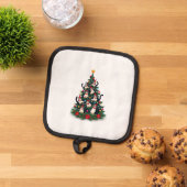 Tuxedo Cat Christmas Tree Tuxedo Cat Lights Xmas M 鍋敷き (トップダウン)