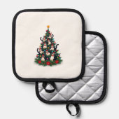 Tuxedo Cat Christmas Tree Tuxedo Cat Lights Xmas M 鍋敷き (正面/裏面)