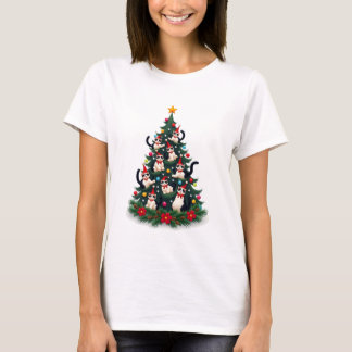 Tuxedo Cat Christmas Tree Tuxedo Cat Lights Xmas M Tシャツ