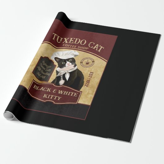 Tuxedo Cat Coffee ラッピングペーパー (アンロールド)