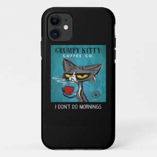 Tuxedo Cat Coffee I Don't Do Mornings Grumpy Kitty iPhone 11 ケース