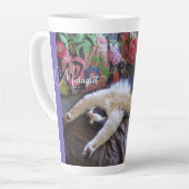 Tuxedo Cat Cute doing a Mexican Wave Funny Cats カフェラテマグ (左アングル)