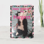 Tuxedo Cat Cute Funny Valentines Day Happy Dance カード (正面)