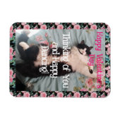 Tuxedo Cat Cute Funny Valentines Day Happy Dance マグネット (横)
