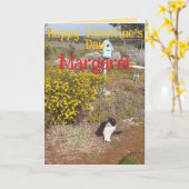 Tuxedo Cat Cute Red Yellow Valentines Wifes Name カード (黄色い花)