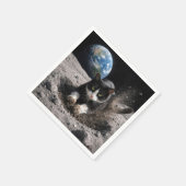 Tuxedo Cat Digging a Moon Crater スタンダードカクテルナプキン (角)