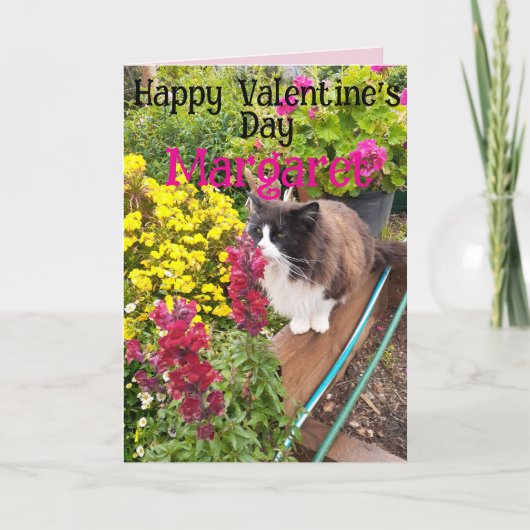Tuxedo Cat Funny Red Yellow Valentines Wifes Name カード (正面)