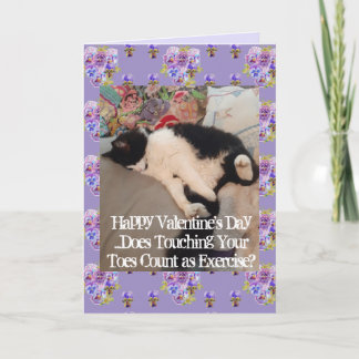 Tuxedo Cat Funny Touching Toes Valentines Day カード