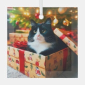 Tuxedo Cat Glass Ornament ガラスオーナメント (正面)