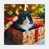 Tuxedo Cat Glass Ornament ガラスオーナメント (裏面)