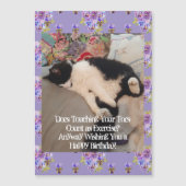 Tuxedo Cat Happy Birthday Touching Toes Magnet (正面)