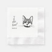 Tuxedo Cat Iパーソナライズされたも 縁ありカクテルナプキン (正面)