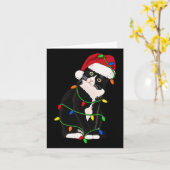 Tuxedo Cat Meow Santa Tuxie Christmas Tree Lights カード (黄色い花)