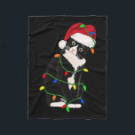 Tuxedo Cat Meow Santa Tuxie Christmas Tree Lights フリースブランケット<br><div class="desc">タキシードキャットニャーサンタタキシークリスマスツリーがライトキャッツマス</div>
