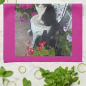 Tuxedo Cat Merry Catsmus Pink Christmas Cats キッチンタオル (折り畳み)