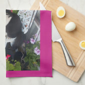 Tuxedo Cat Merry Catsmus Pink Christmas Cats キッチンタオル (四つ折り)