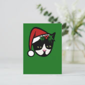 Tuxedo Cat Merry Christmas ポストカード (スタンド正面)