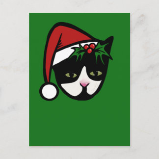 Tuxedo Cat Merry Christmas ポストカード