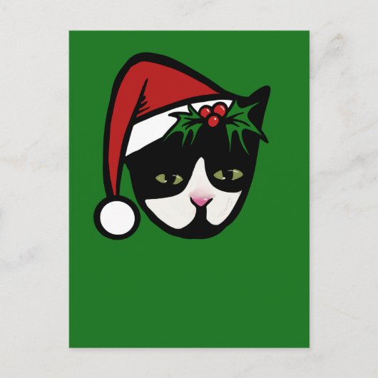 Tuxedo Cat Merry Christmas ポストカード (正面)
