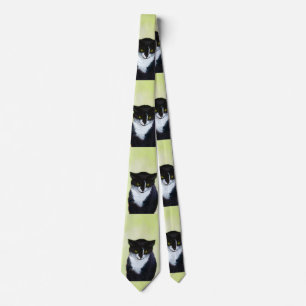 Tuxedo Cat Painting - Cute Original Cat Art ネクタイ
