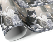 Tuxedo Cat Playing with a Tissue Box ラッピングペーパー (ロールコーナー)