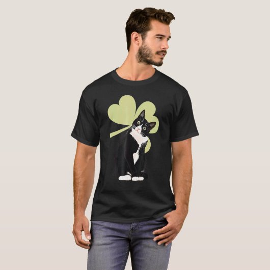 Tuxedo Cat Saint St  Patrick S Paddy S Day Cat Tシャツ (正面フル)