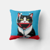 Tuxedo Cat Staring Through a Wine Glass クッション (裏面)