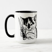 Tuxedo Cat Switchblade Attitude Mug by Phil Elmore マグカップ (左)