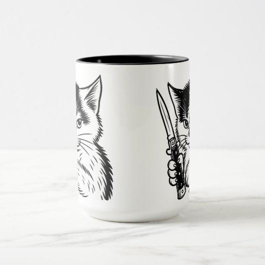 Tuxedo Cat Switchblade Attitude Mug by Phil Elmore マグカップ (中央)