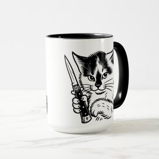 Tuxedo Cat Switchblade Attitude Mug by Phil Elmore マグカップ (正面右)