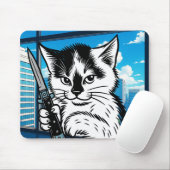 Tuxedo Cat Switchblade Mousepad by Phil Elmore マウスパッド (マウス)