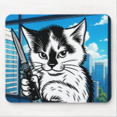 Tuxedo Cat Switchblade Mousepad by Phil Elmore マウスパッド (正面)