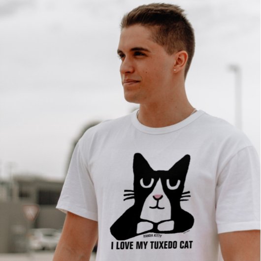 TUXEDO CAT Tシャツ、PANDA子猫Tシャツ Tシャツ
