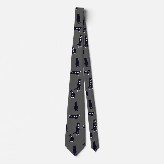 Tuxedo Cat Tie – Cute Black & White Cat Pattern on ネクタイ (正面)